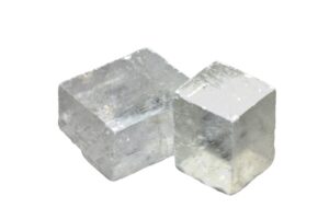 white calcite on white background