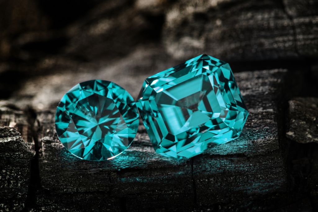 paraiba tourmaline on dark background